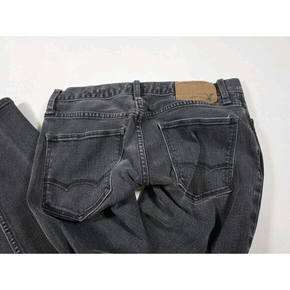 American Eagle Jeans Men 29x32 Black Slim Straight Stretch Dark Denim Pants - Picture 2 of 6
